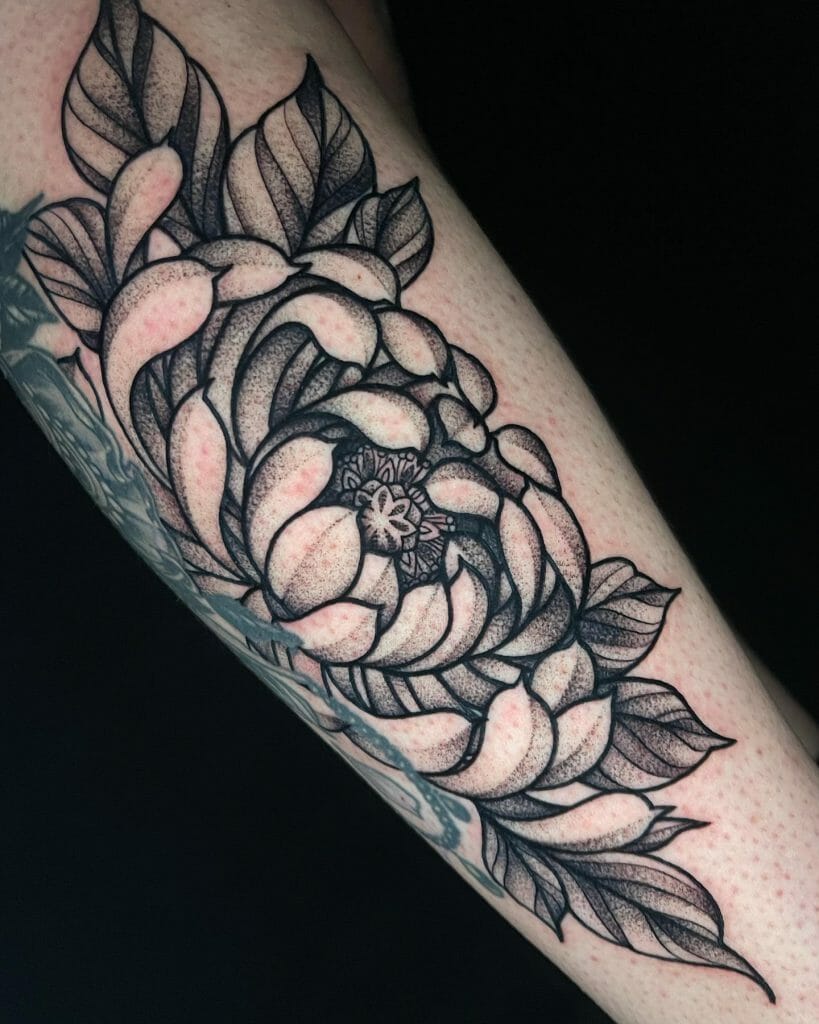 Intricate Chrysanthemum Flower Tattoo