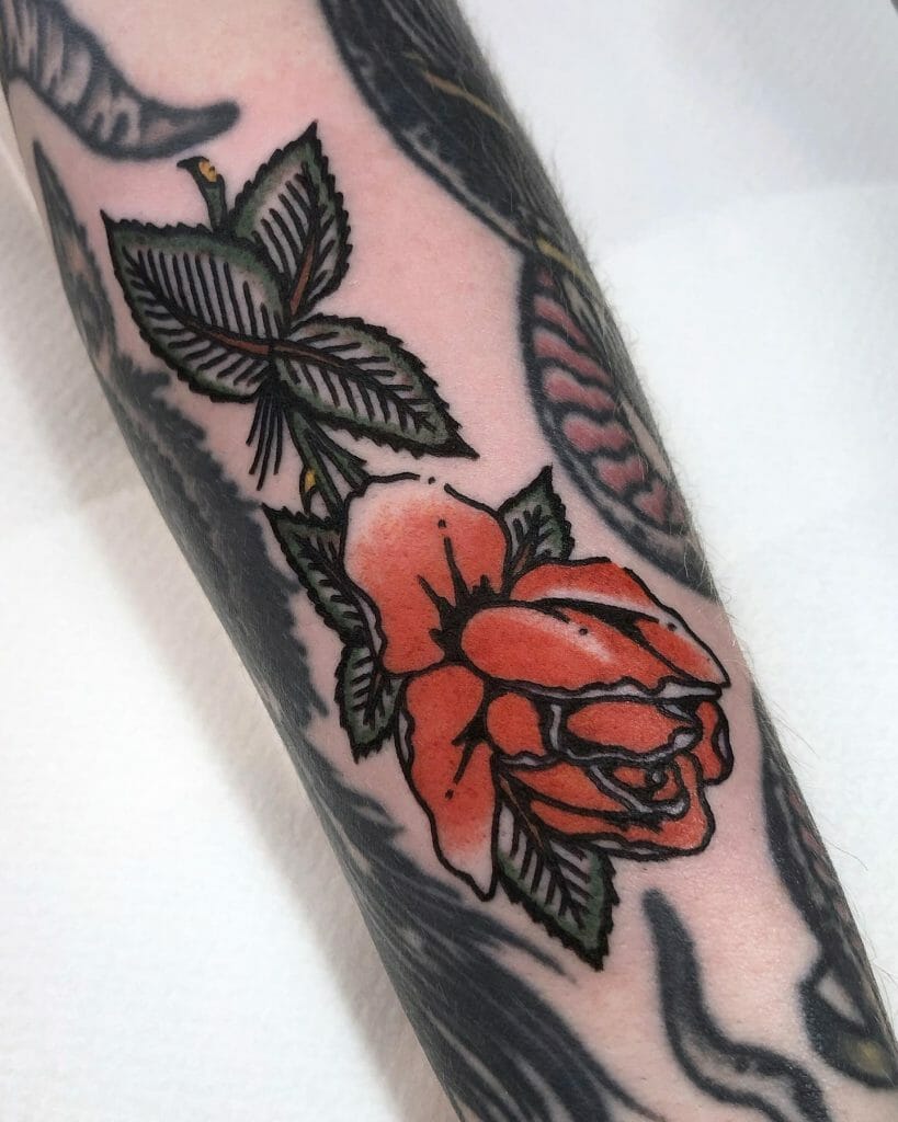 Inverted Traditional Rose Tattoo