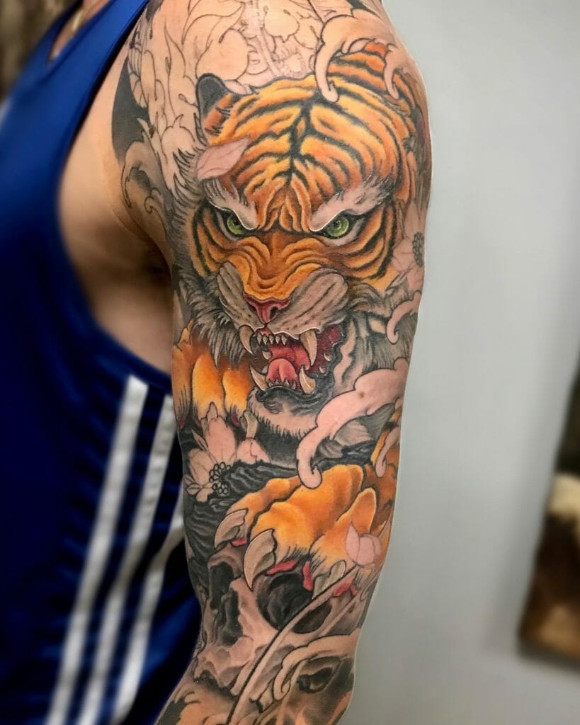 Japanese Tiger Tattoo Sleeve