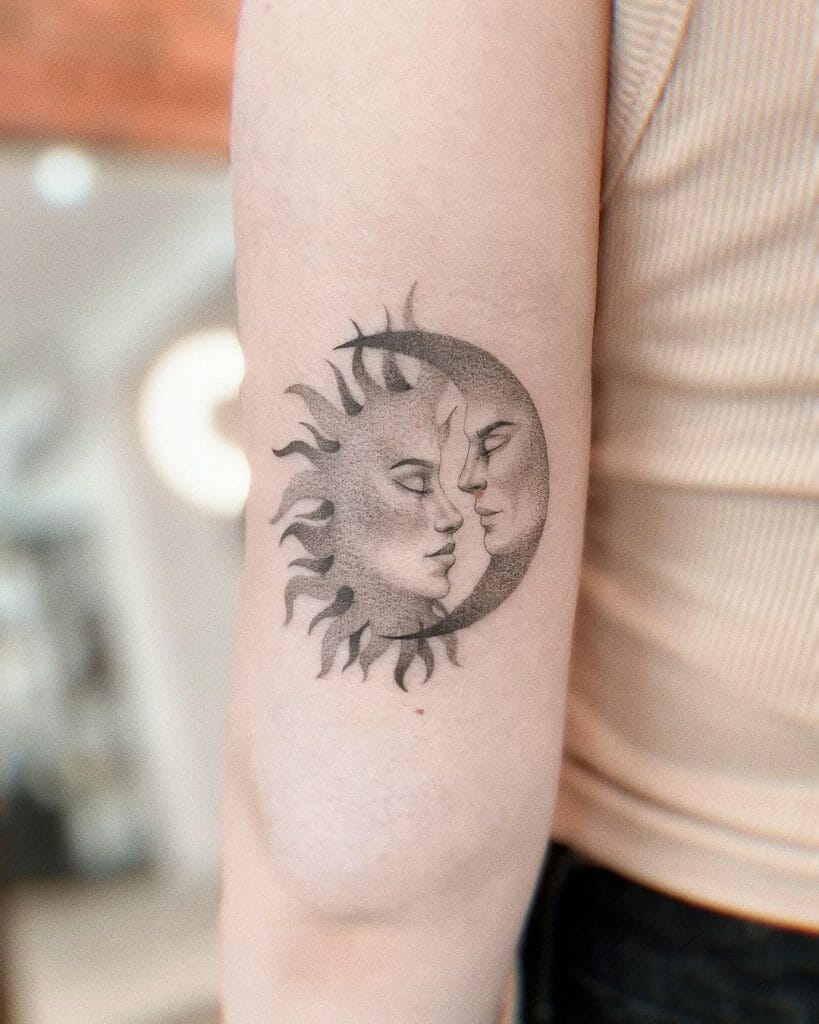 Kissing Sun and the Moon tattoo