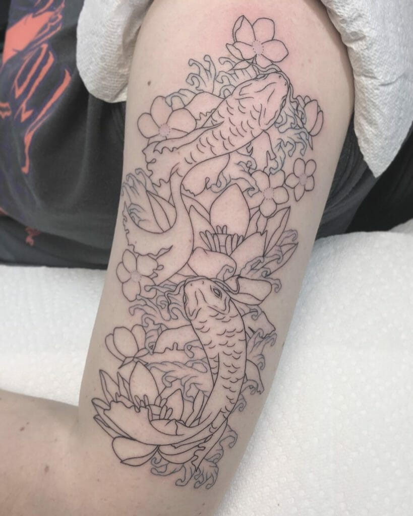 Koi Fish Half Sleeve Tattoo