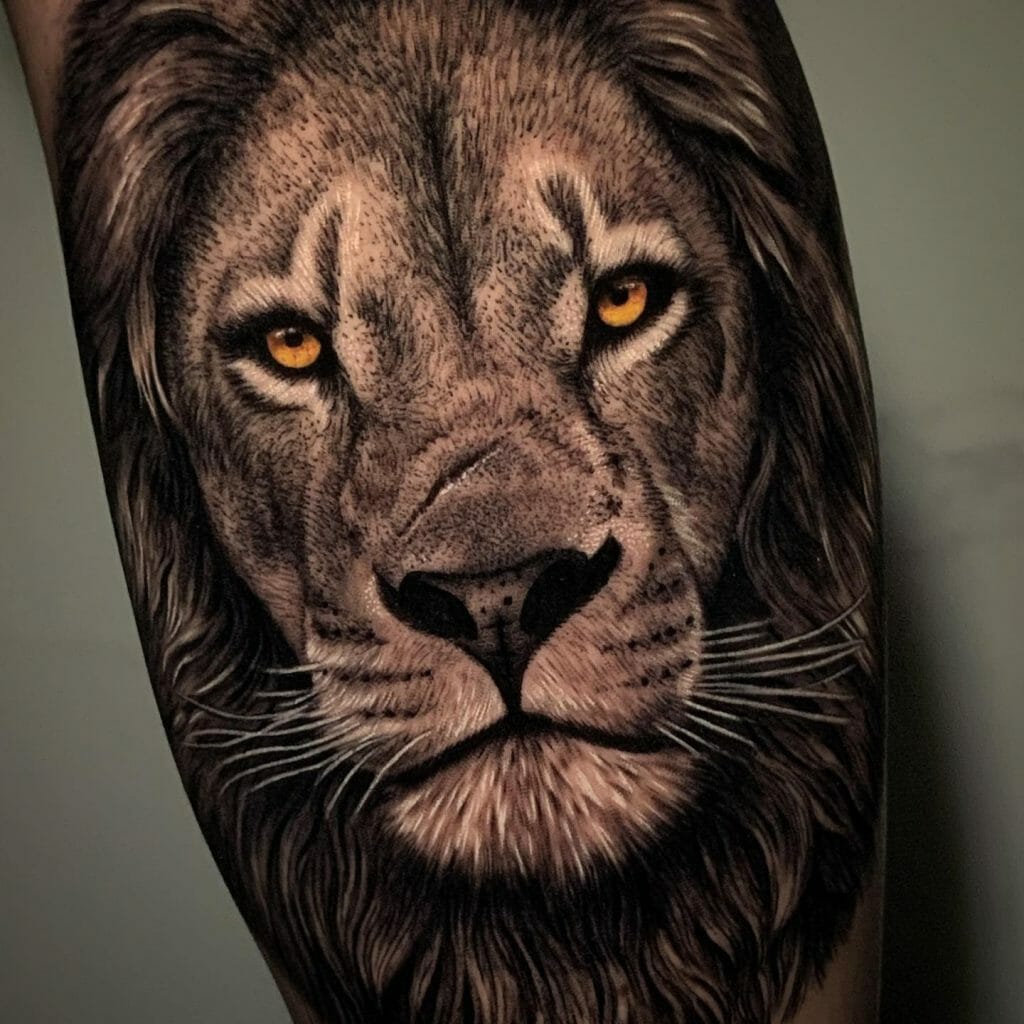 Large Face of a Lion Tattoo Ideas for Men