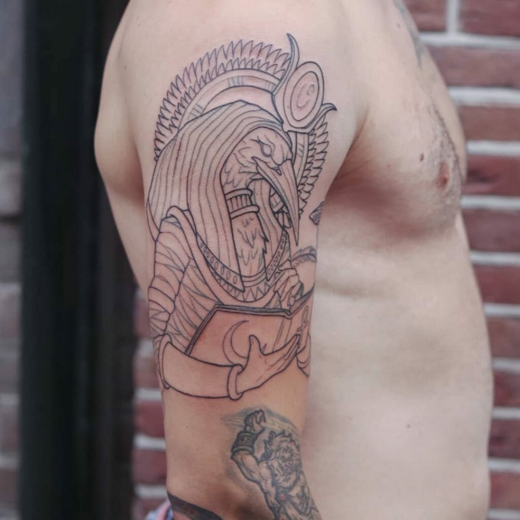 Linework Tattoo Ideas For Egyptian God Thoth