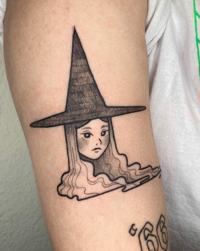 Long Hat Gloomy Witchy Tattoo