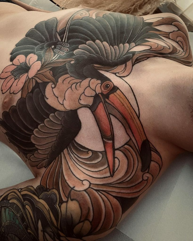 Macaw Chest Tattoo