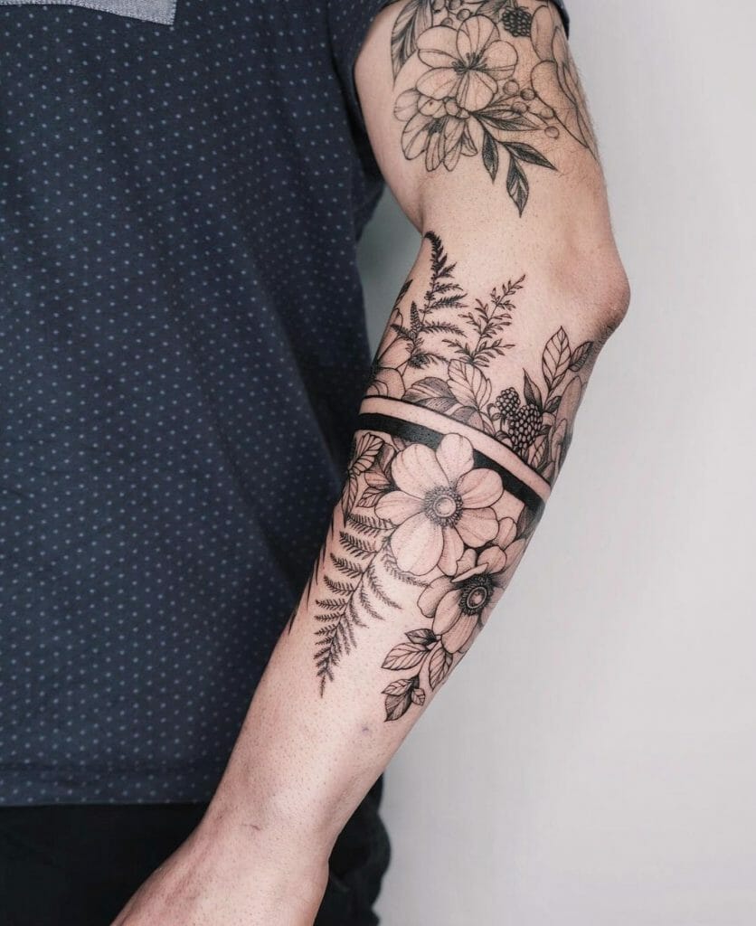 Masculine Mens Floral Tattoo Sleeve