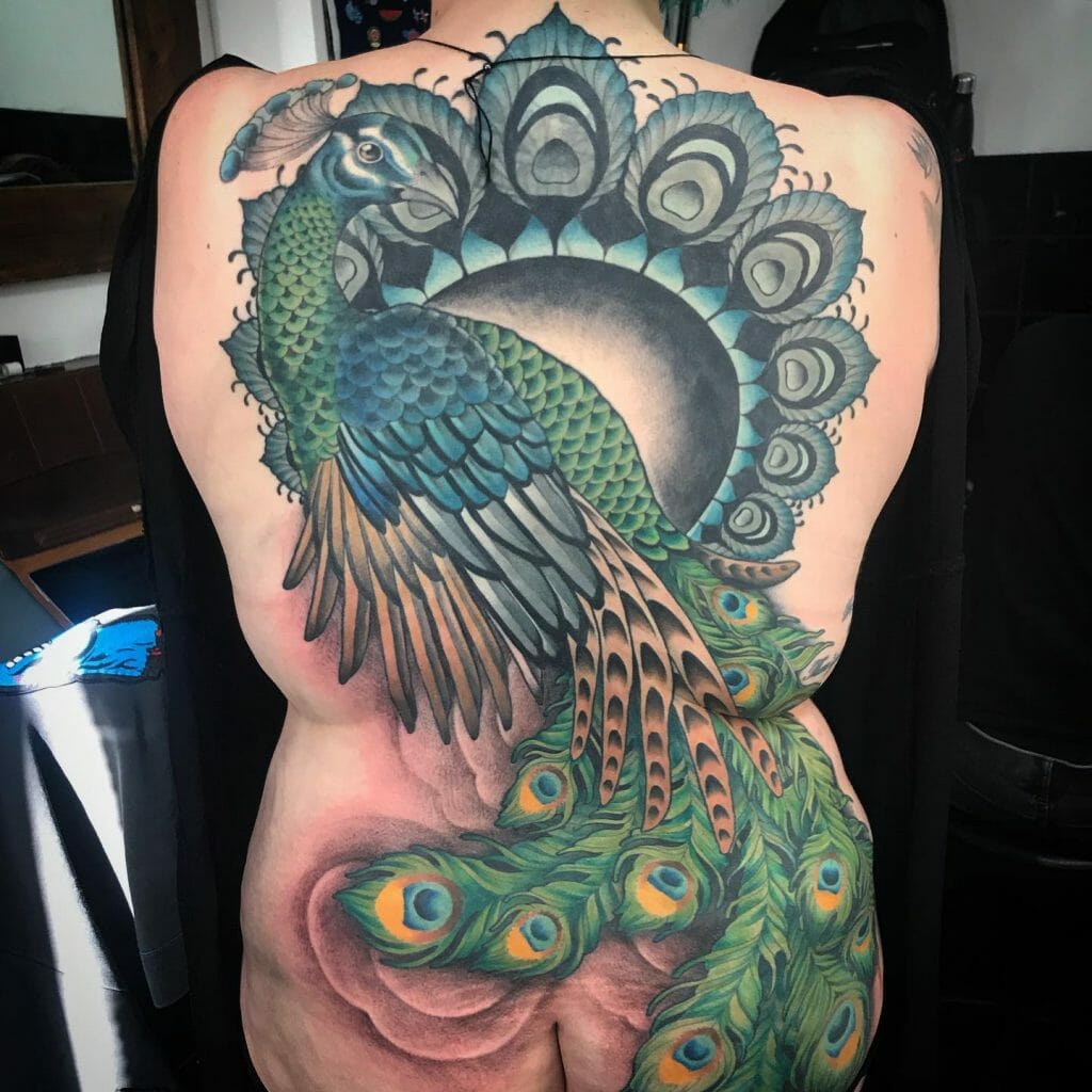 Mesmerizing Peacock Tattoo on Back