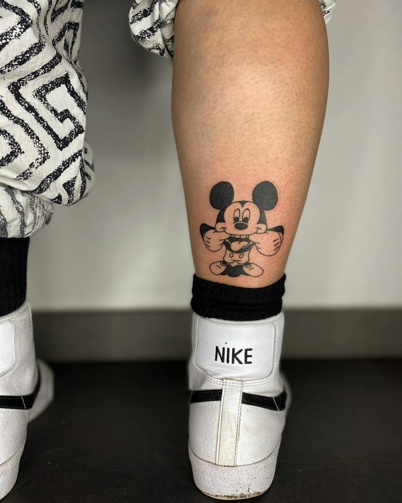 Mickey Mouse Making Faces Tattoo