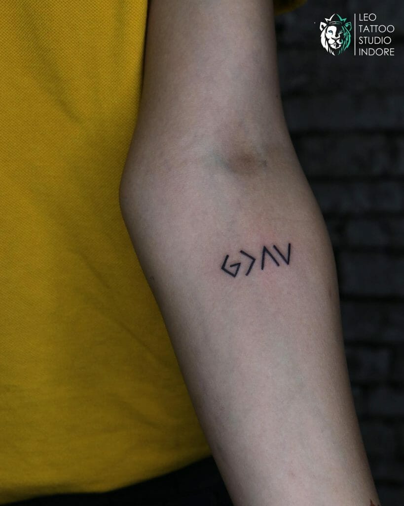 Minimalistic God is Greater Than the Highs and Lows Tattoo