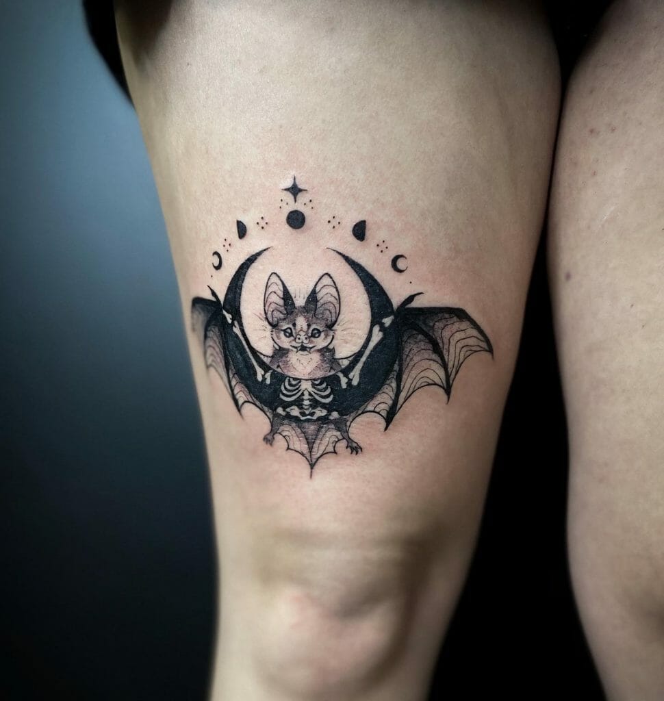 Moon Bat Wings Tattoo