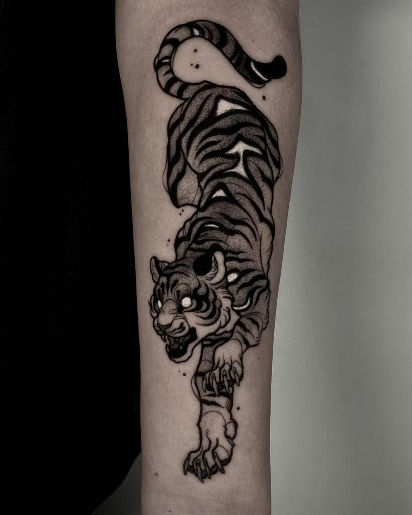 Neo-Traditional Tiger Arm Tattoo Designs