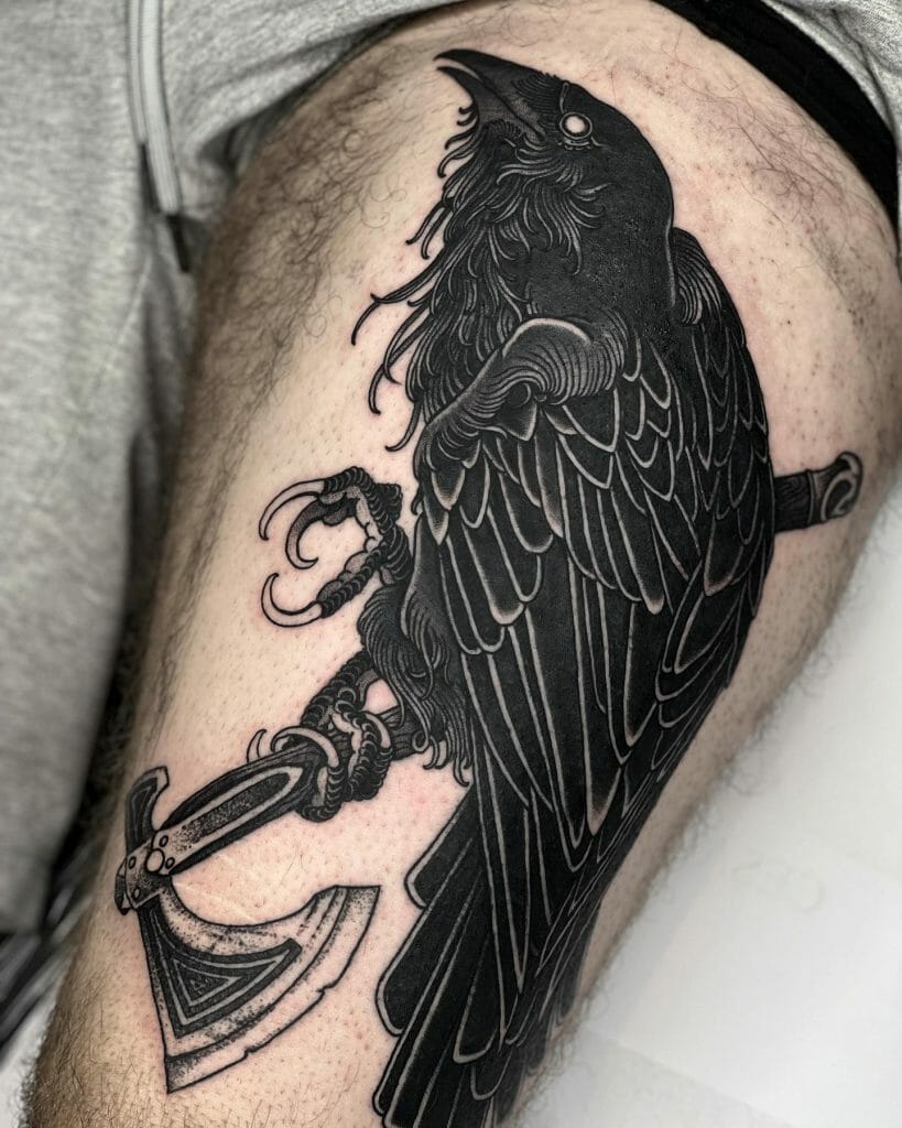Neo-Traditional Tribal Tattoo Raven