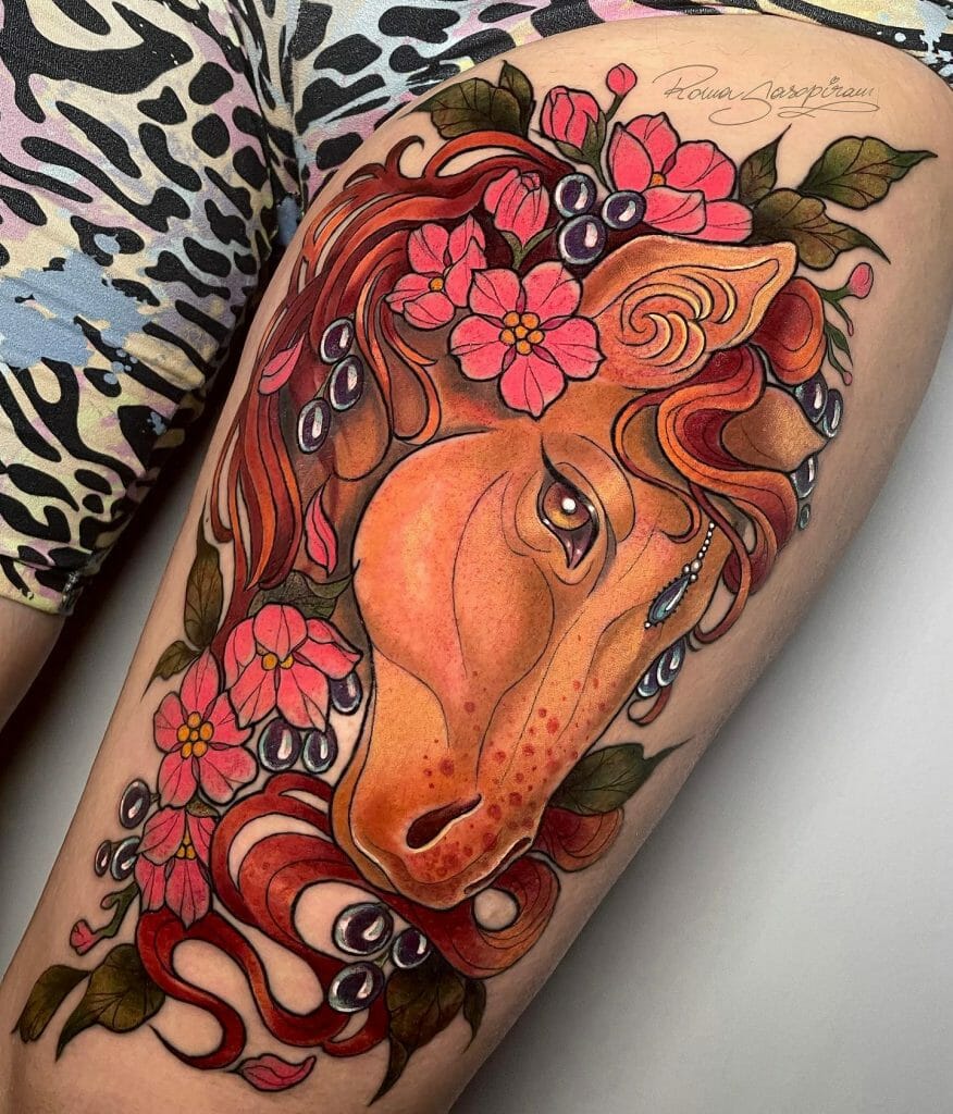 Neotraditional Horse Tattoo for Women
