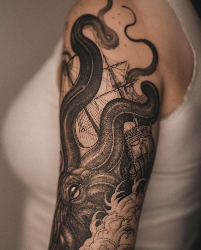Octopus & Ship Tattoo