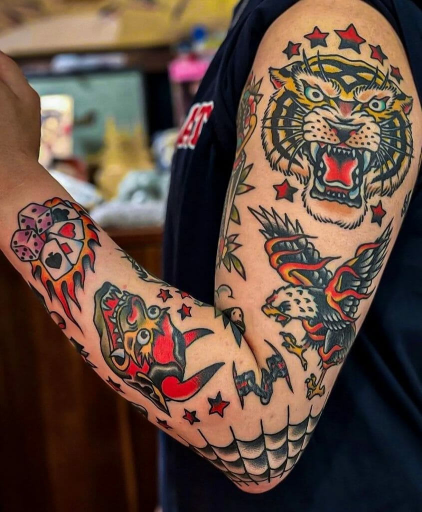 Panther Tattoo Style Traditional With Bright Colors