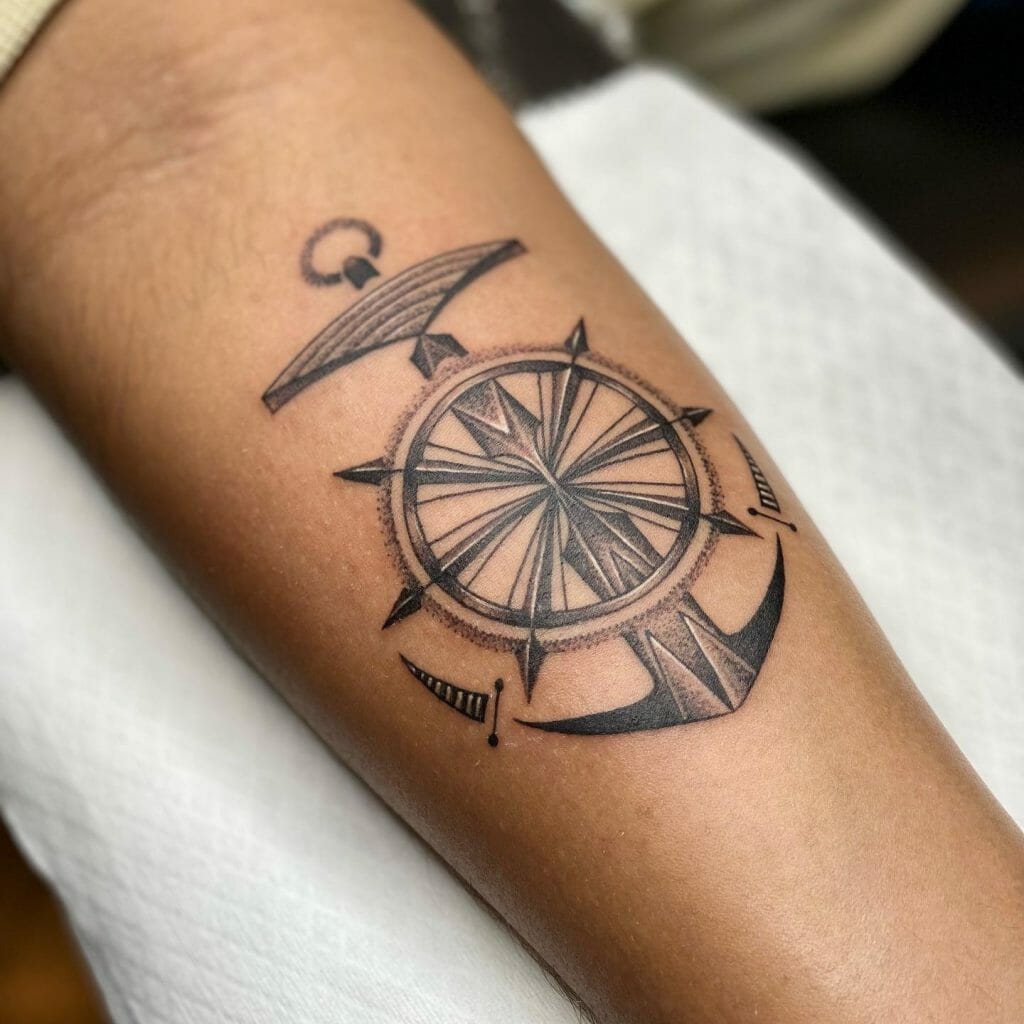 Peace Design Anchor Tattoo On The Forearm