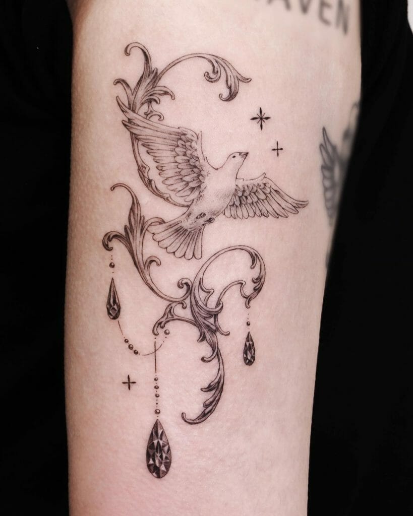 Peace Dove Tattoos With Nautical Stars