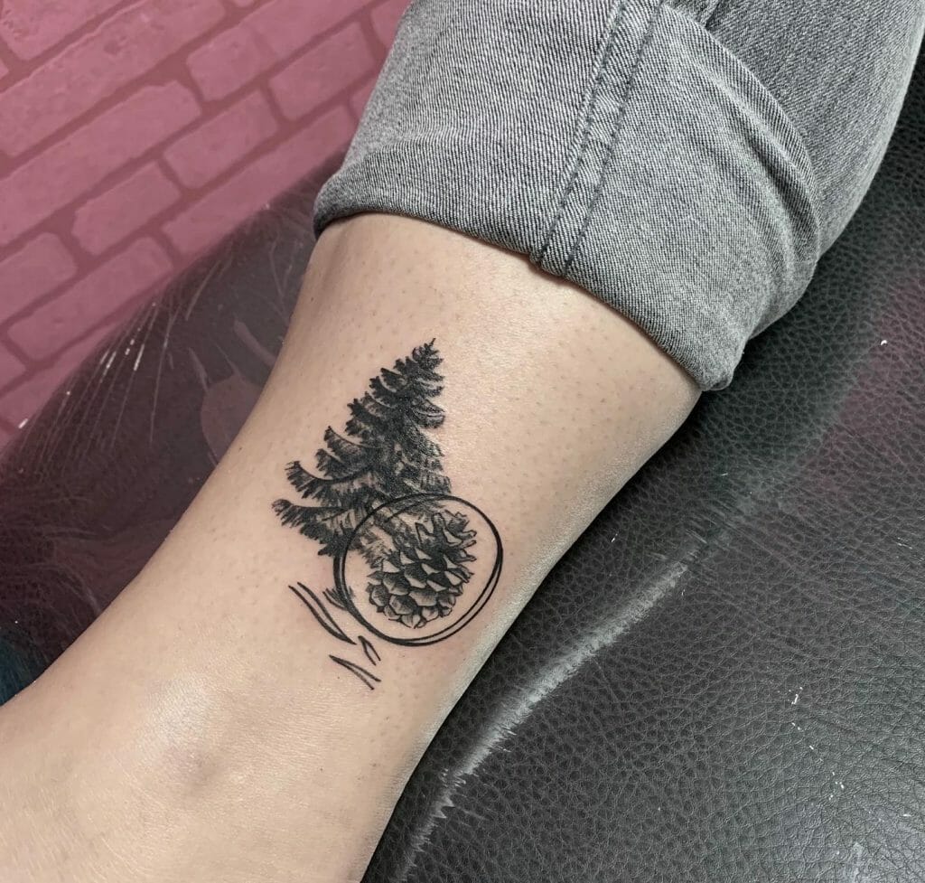Pine Tree Tattoo With Pine Cones