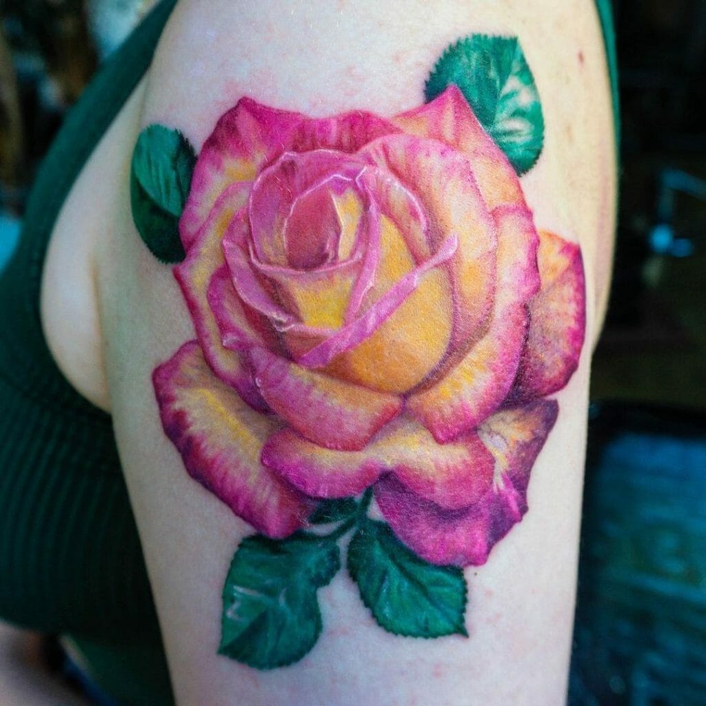 Pink And Yellow Rose Tattoo