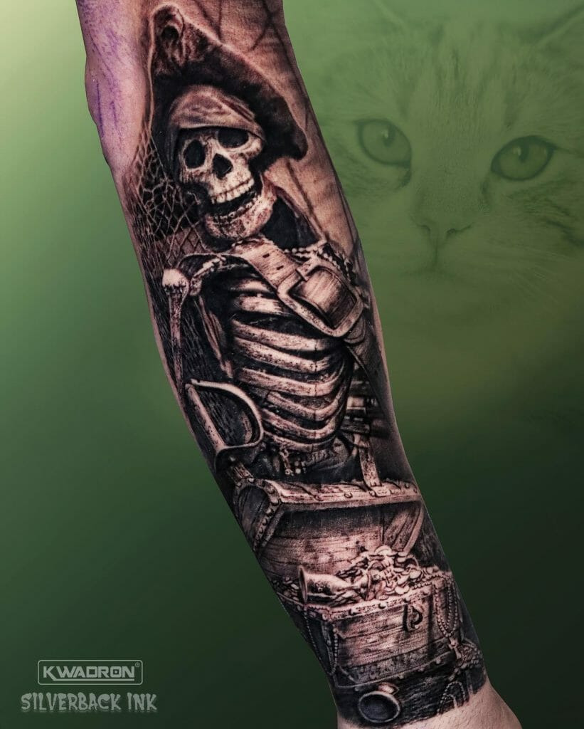 Pirate Skull Sleeve Tattoo
