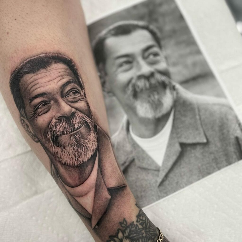 Portrait Tattoo In Memory Of A Loved One