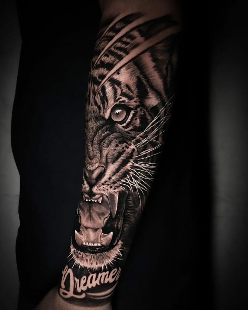 Realistic Arm Sleeve Tiger Tattoo Ideas