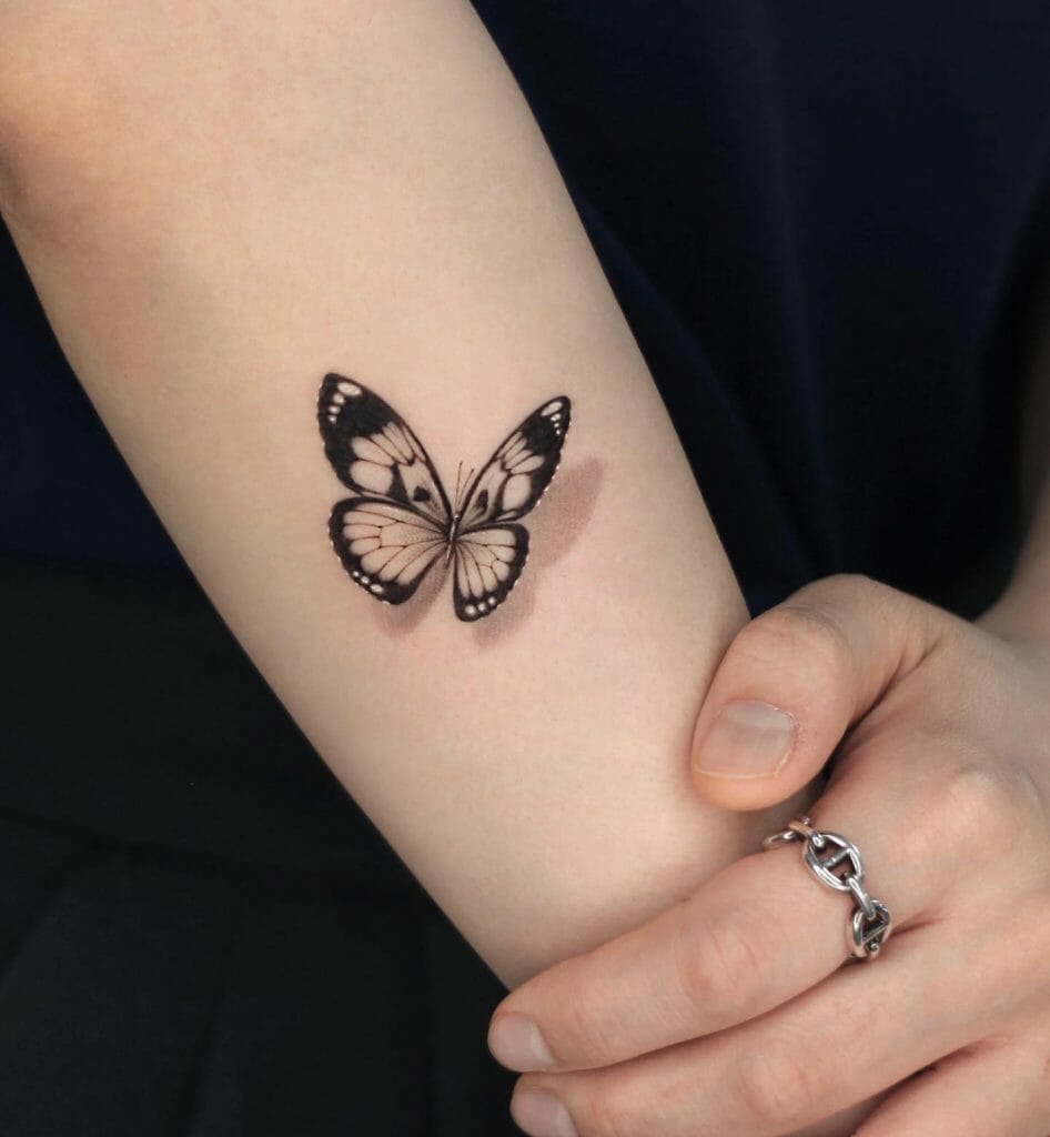 Realistic Black Butterfly Tattoo