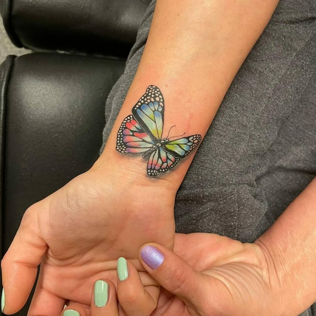 Realistic Butterfly Tattoo On Wrist