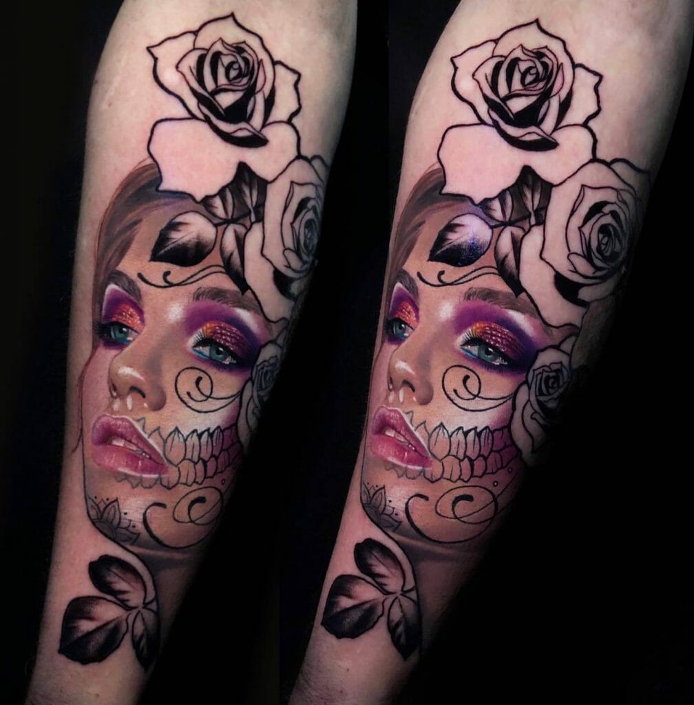 Realistic Sugar Skull Girl Tattoo ideas