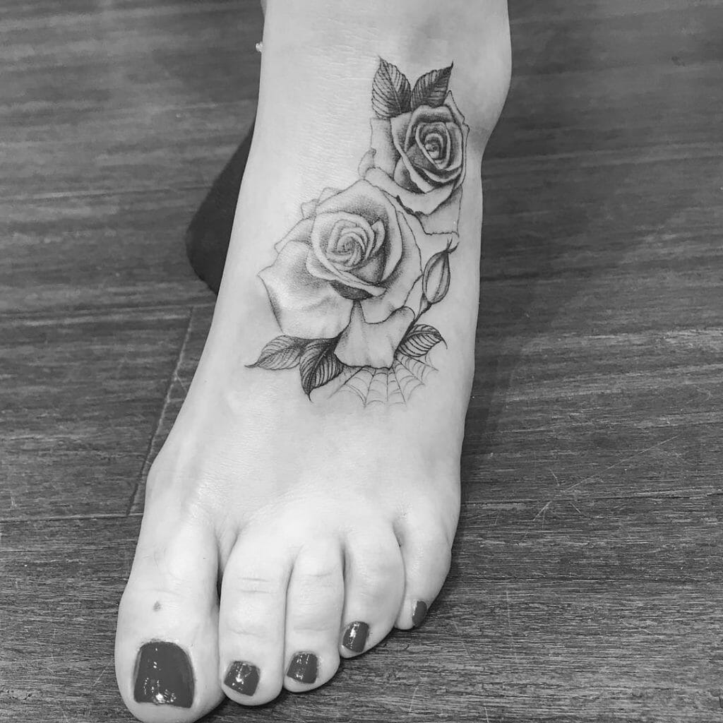 Rose On Foot Tattoo