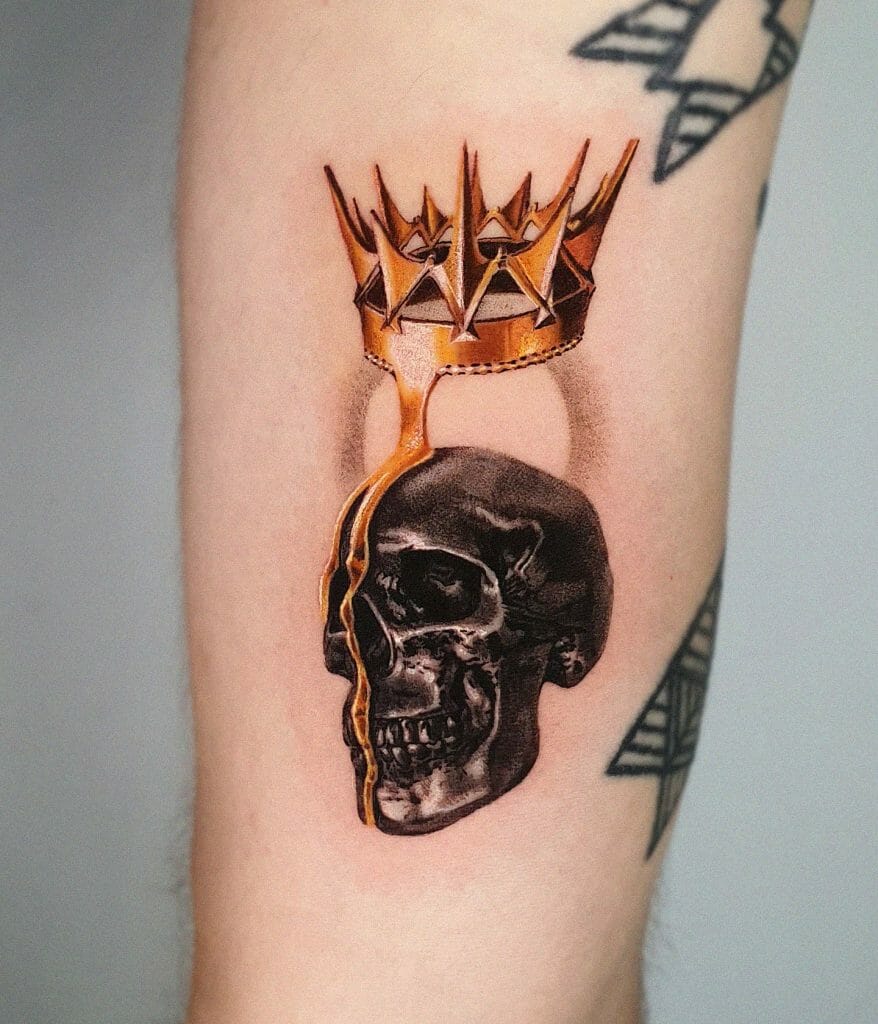Royal King Crown With Skull Tattoo