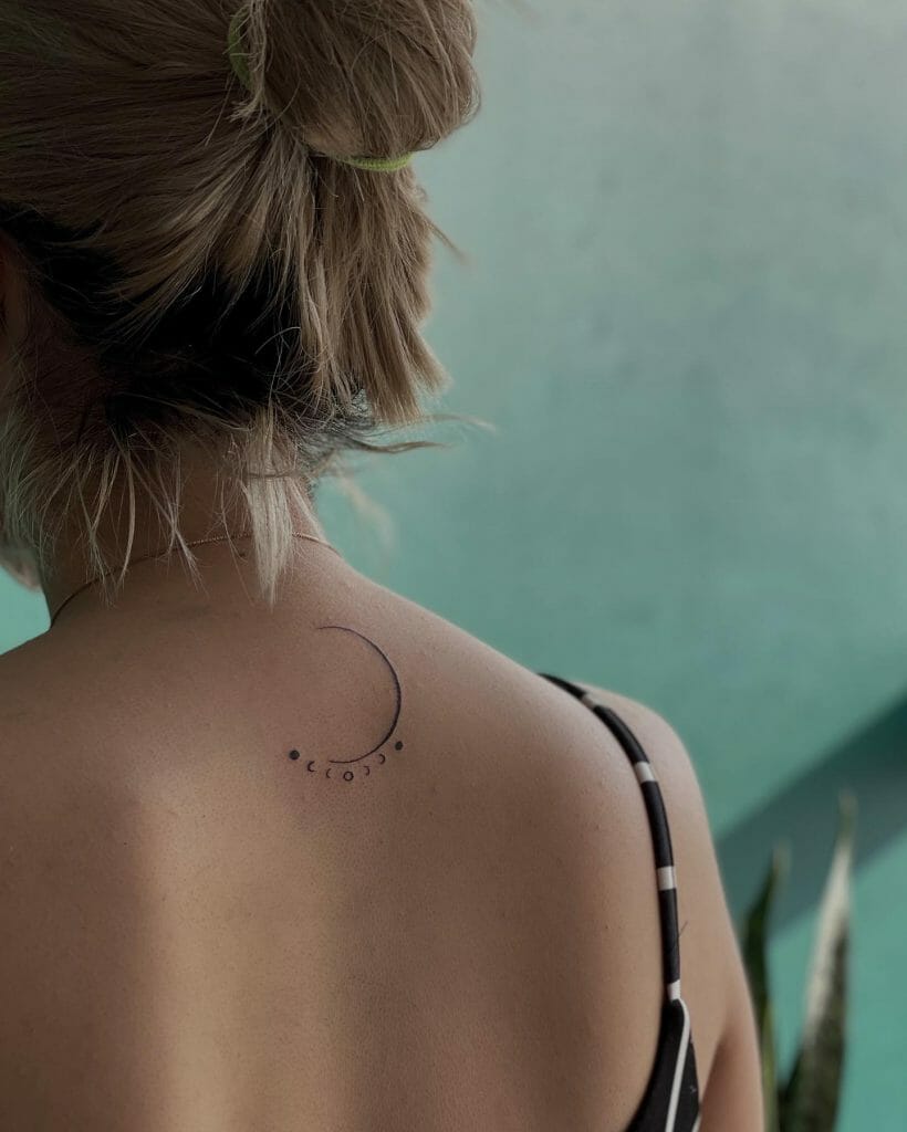 Simple And Minimal Luna Tattoo In Black