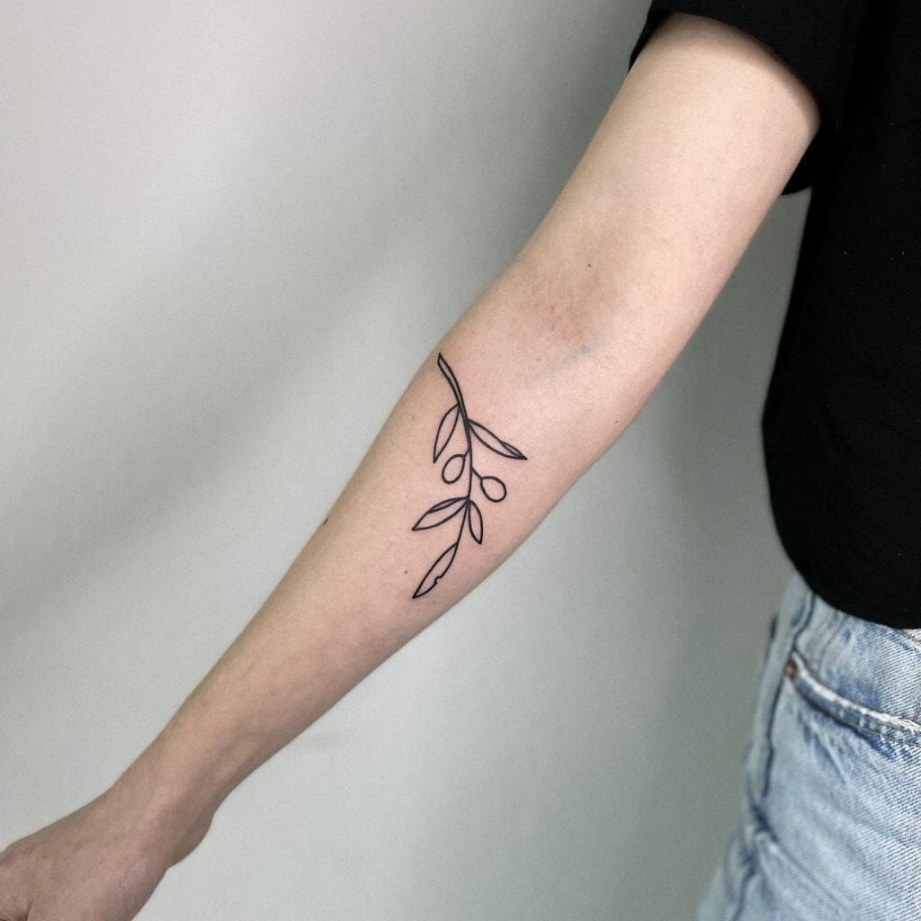 Simple Bold Line Leaf Tattoo