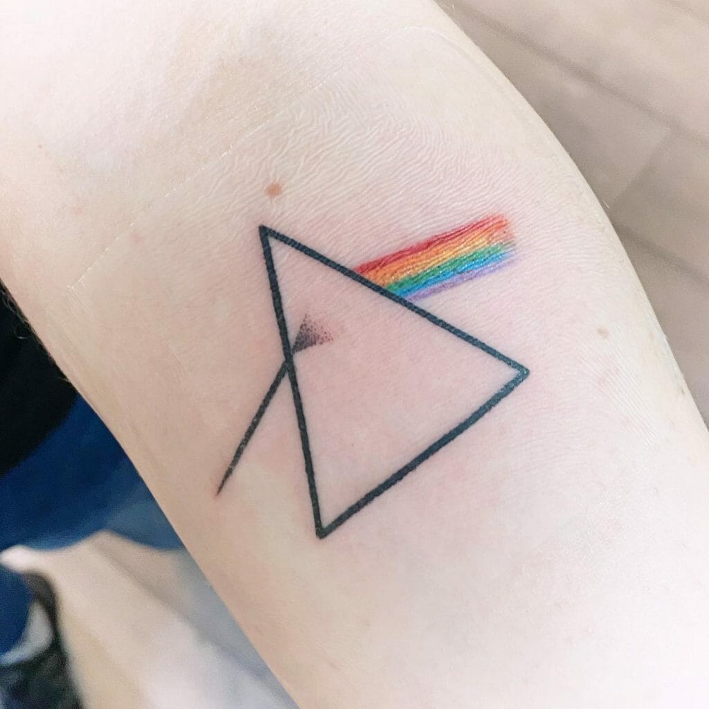 Simple Triangle Tattoo With Rainbow Colours