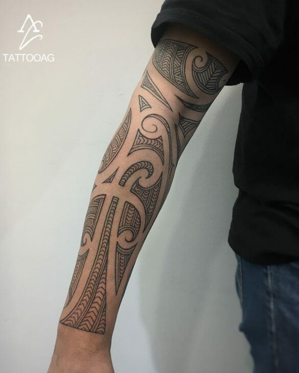 Simple Tribal Arm Tattoo 585x729 
