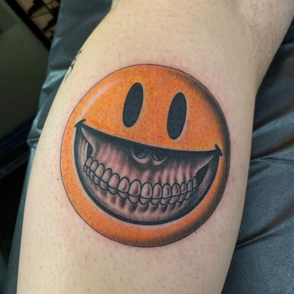 Skeleton Smile Within A Smiley Face Tattoos