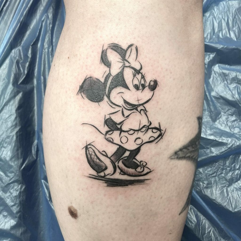 Sketchy Minnie Mouse Tattoo