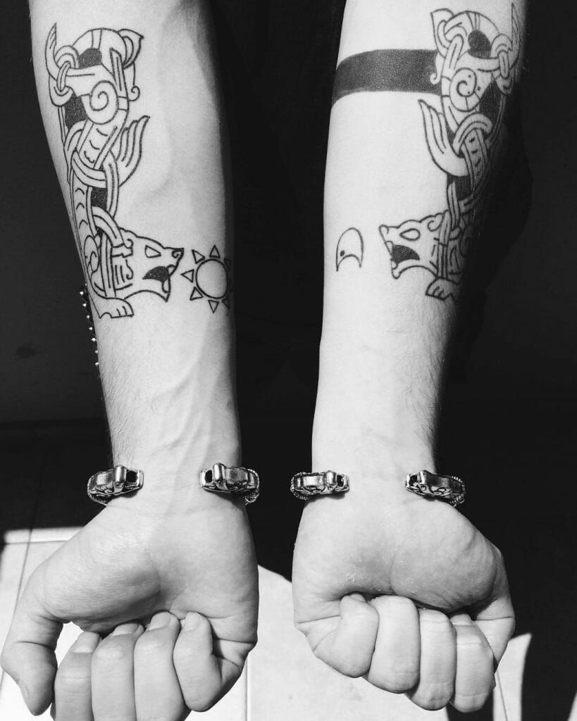 Skoll and Hati Norse Symbol Tattoo