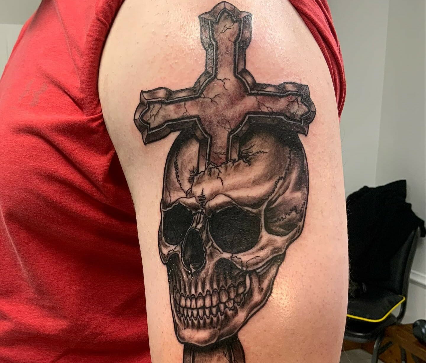 Cross stabbed skull tattoo  Tattoogridnet