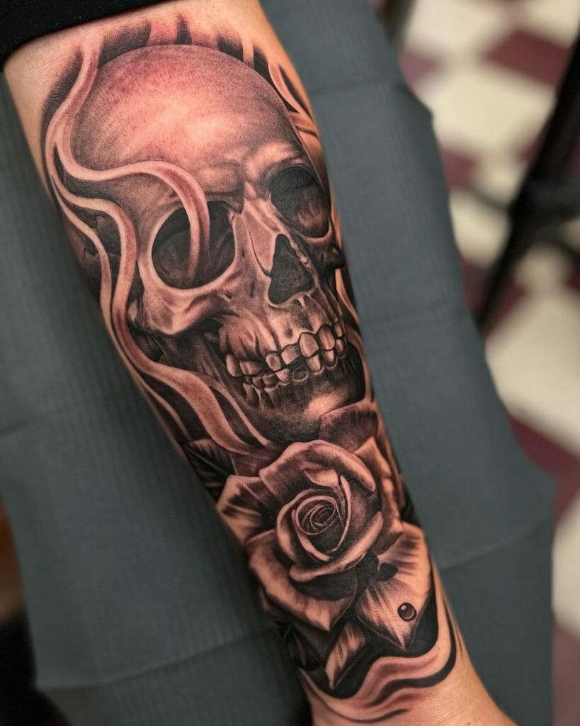 Skull And Roses Tattoo Sleeve
