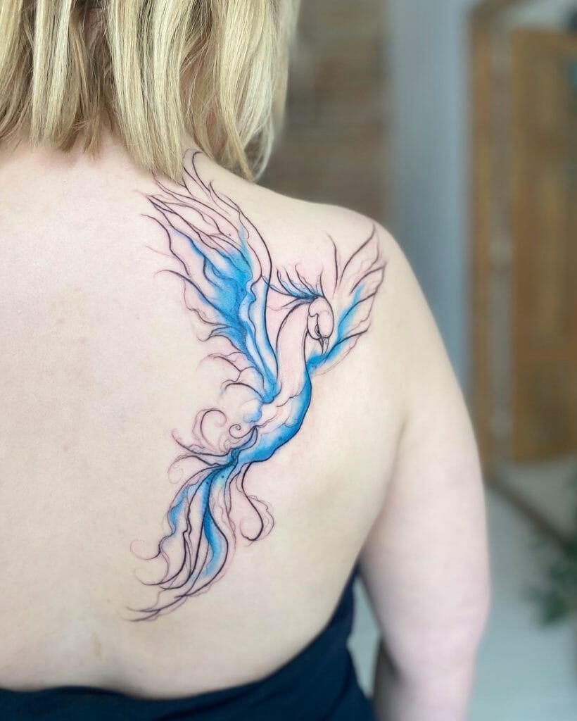 Small Blue Phoenix Tattoo