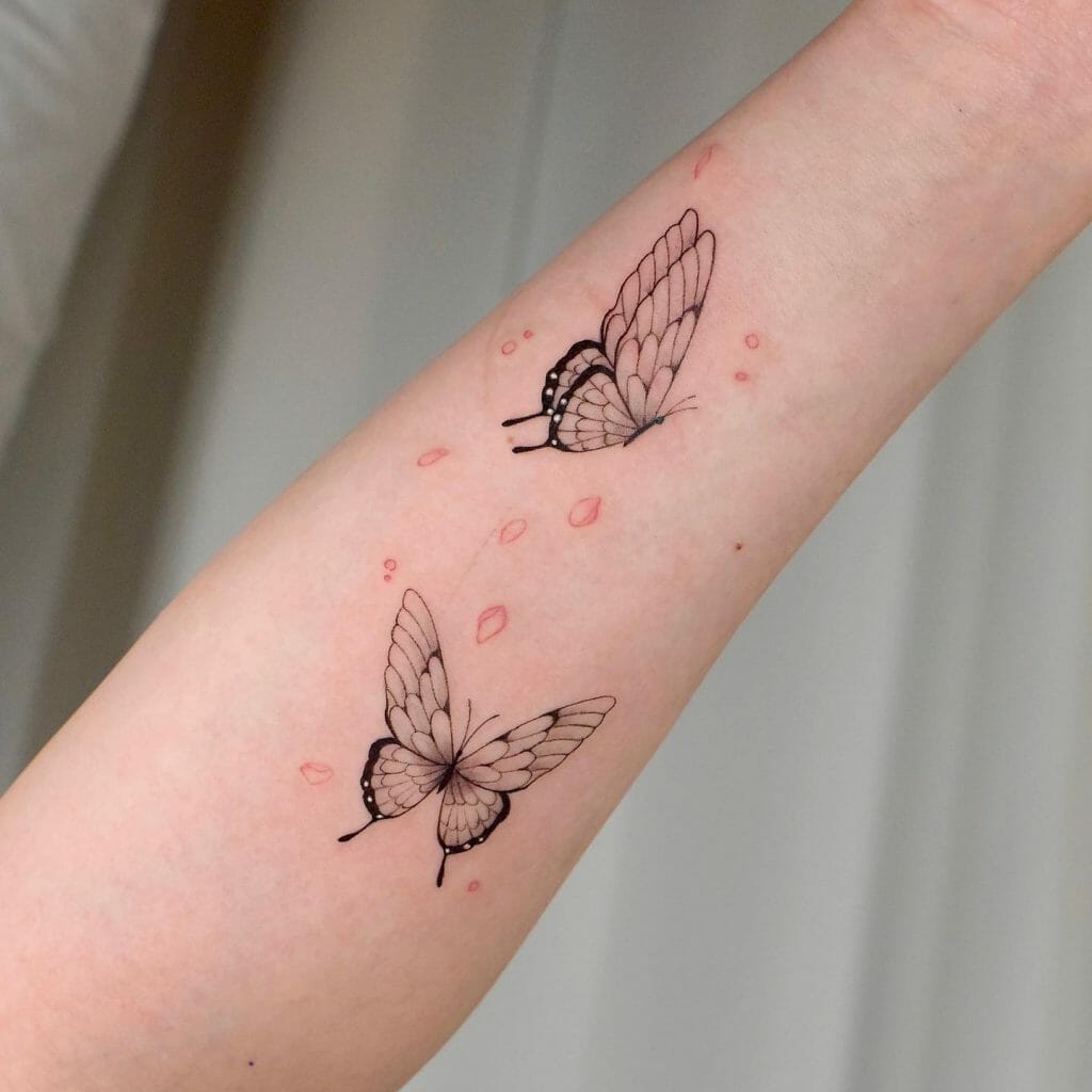 Small Butterfly Tattoo Designs With Cherry Blossoms