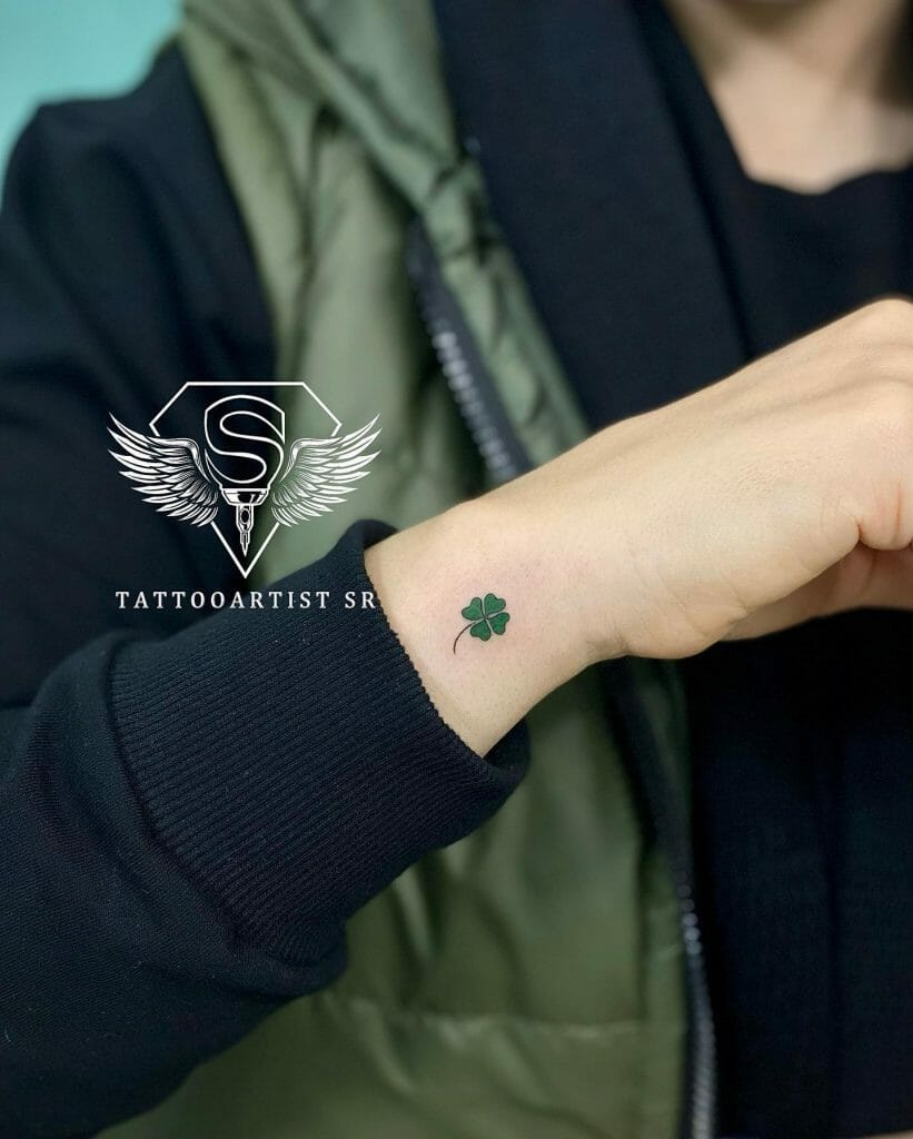 Small Four Leaf Clover Wrist Tattoo Ideas