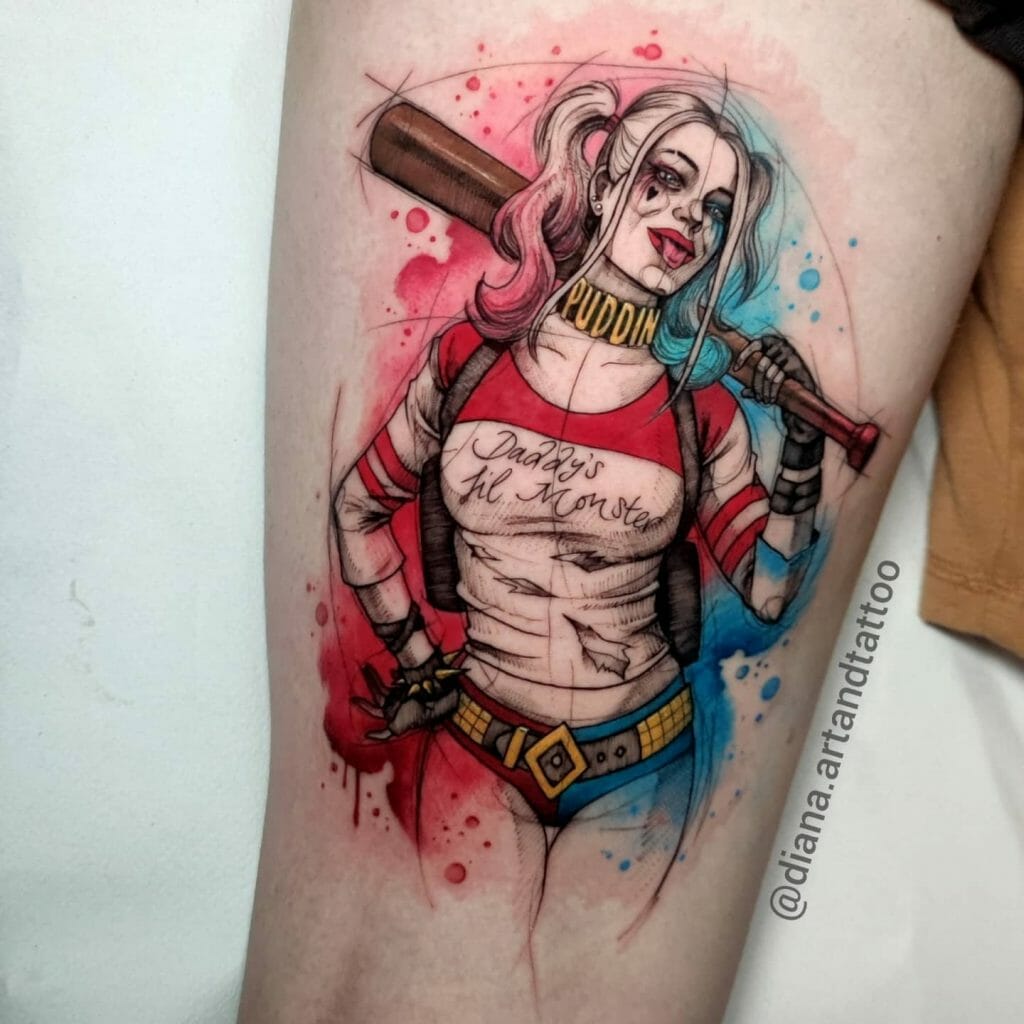 Small Harley Quinn Tattoo Outline Ideas