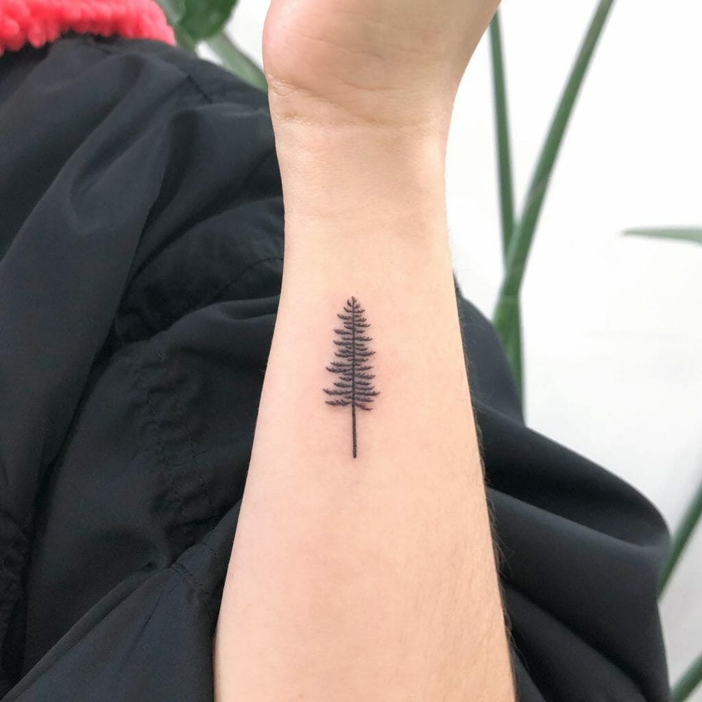 Small Pine Tree Tattoo On Wrist