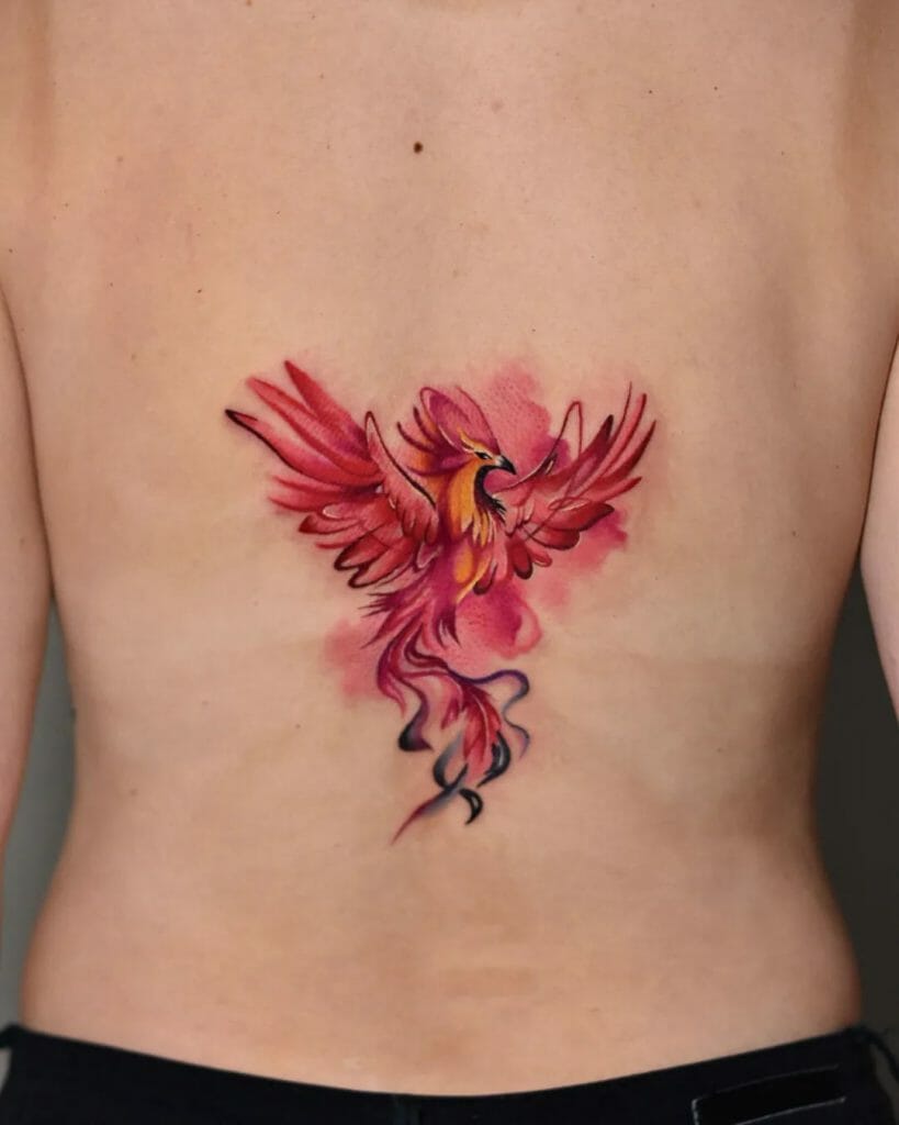 Small Red Phoenix Tattoo