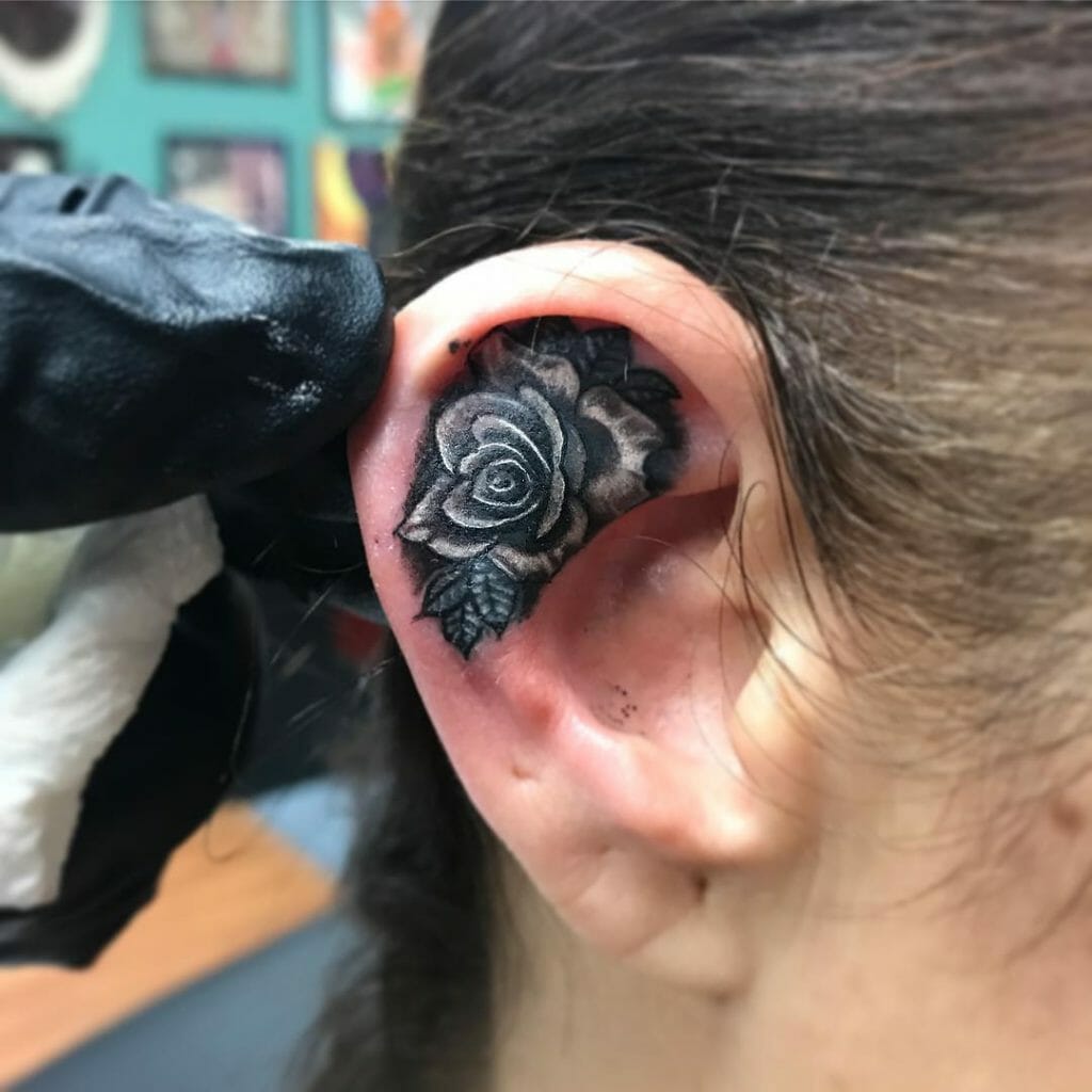 Small Rose Tattoos By The Ear For Both Men and Women