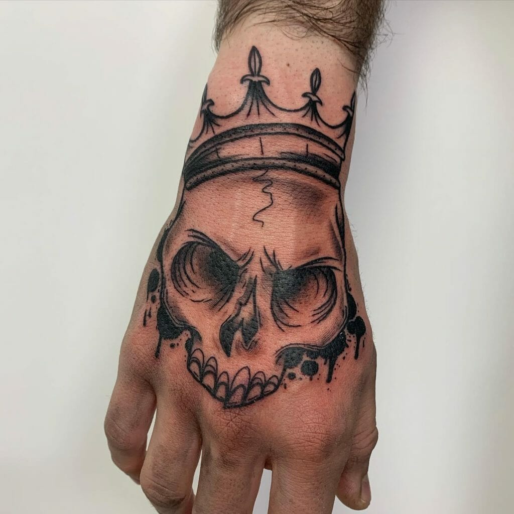 Small Skull Tattoo On The Hand