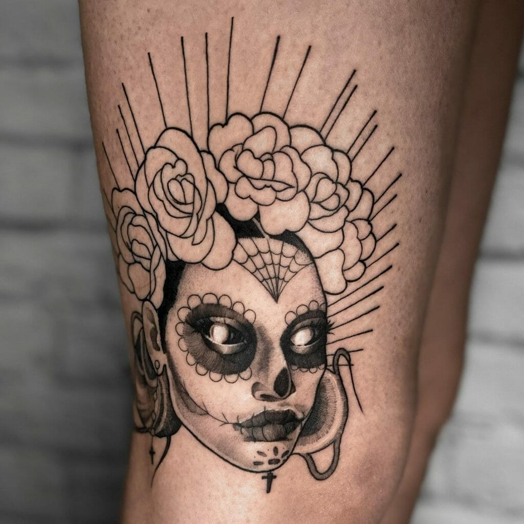 Small Sugar Skull Tattoo Girl ideas