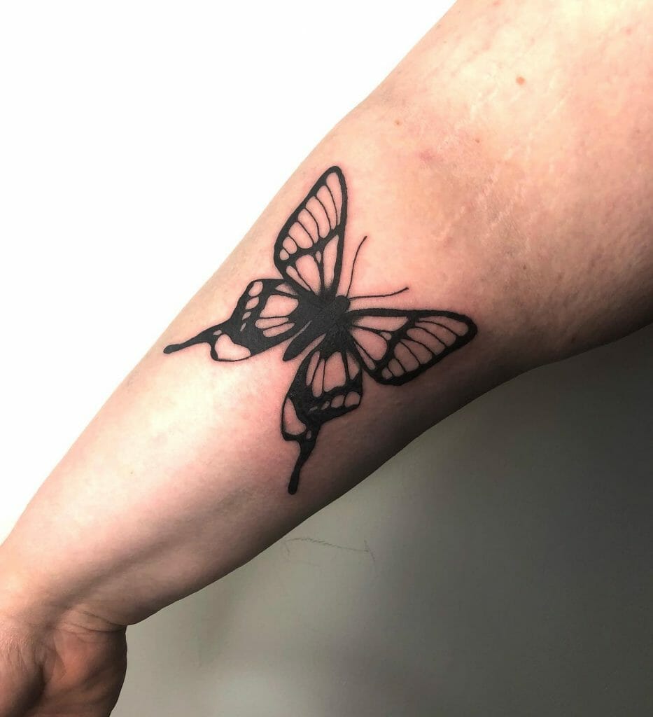 Solid Black Butterfly Tattoo